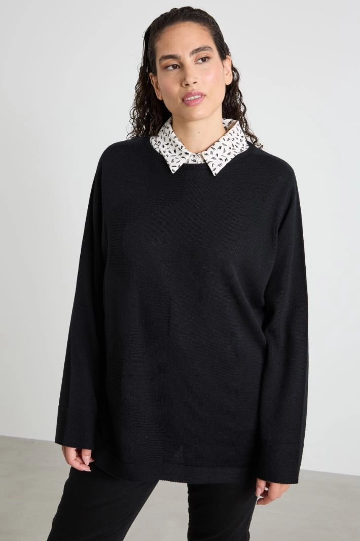 Wool yarn sweater - BLACK