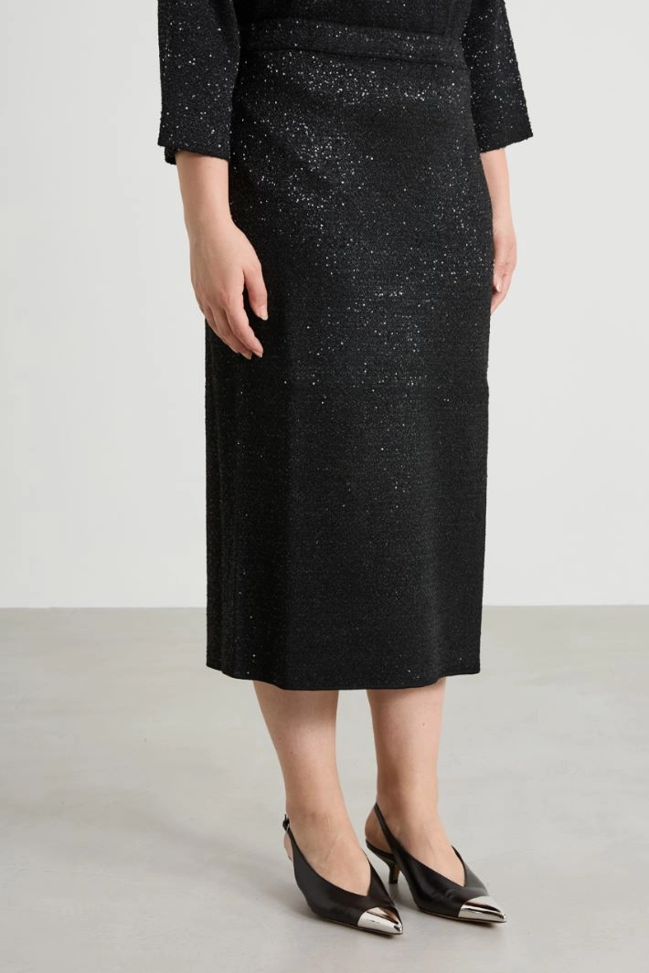 Knit skirt with sequins - BLACK