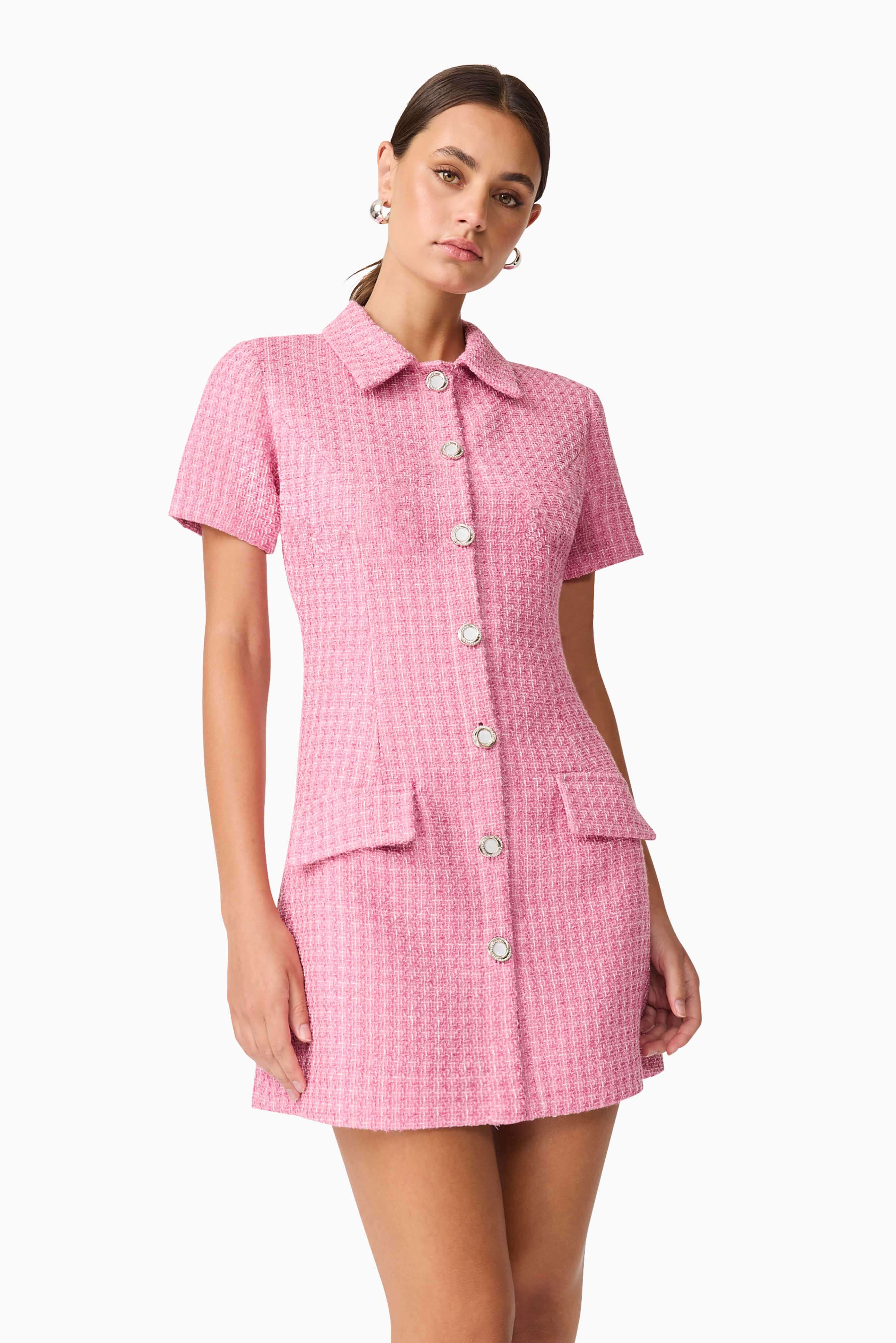 Alia Short Sleeve Mini Dress in Pink