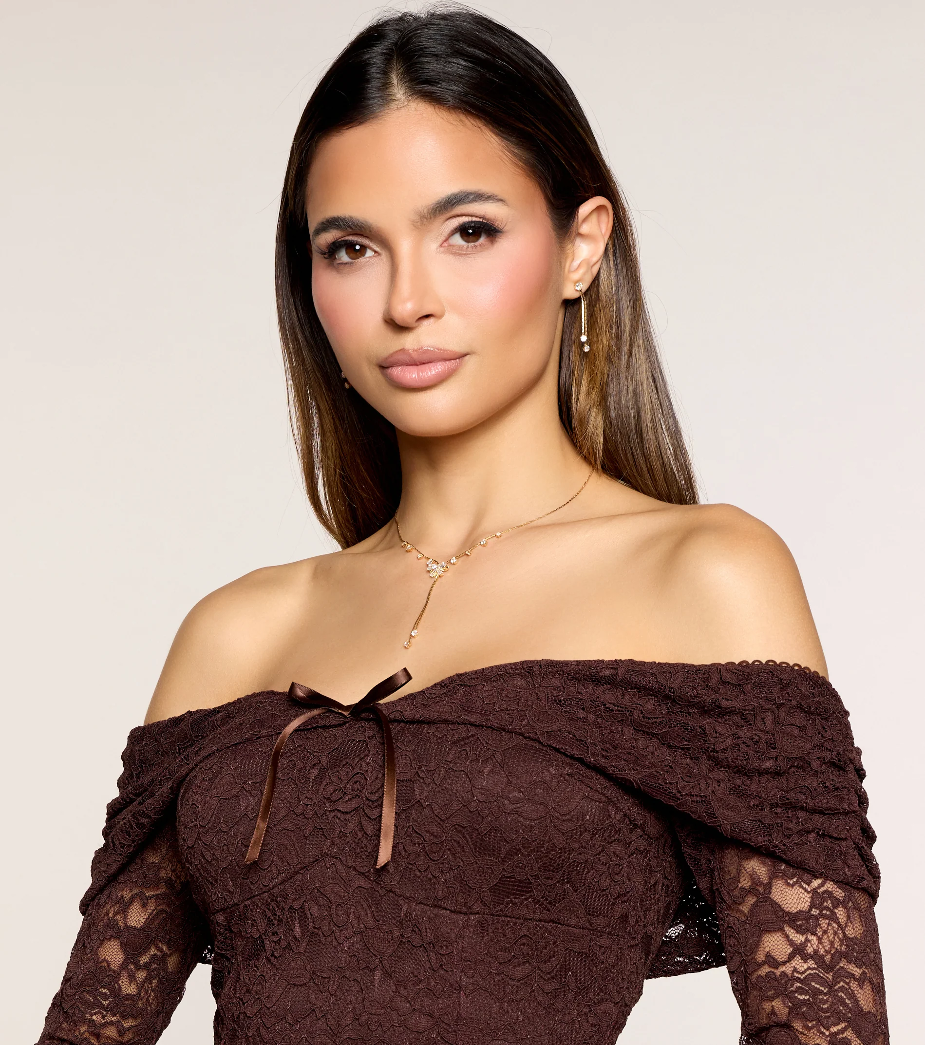 Tied To Shine Necklace And Earrings Set