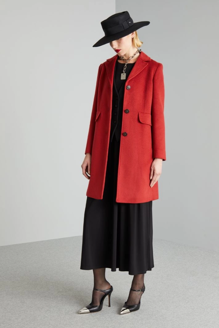 Wool broadcloth coat - BRICK