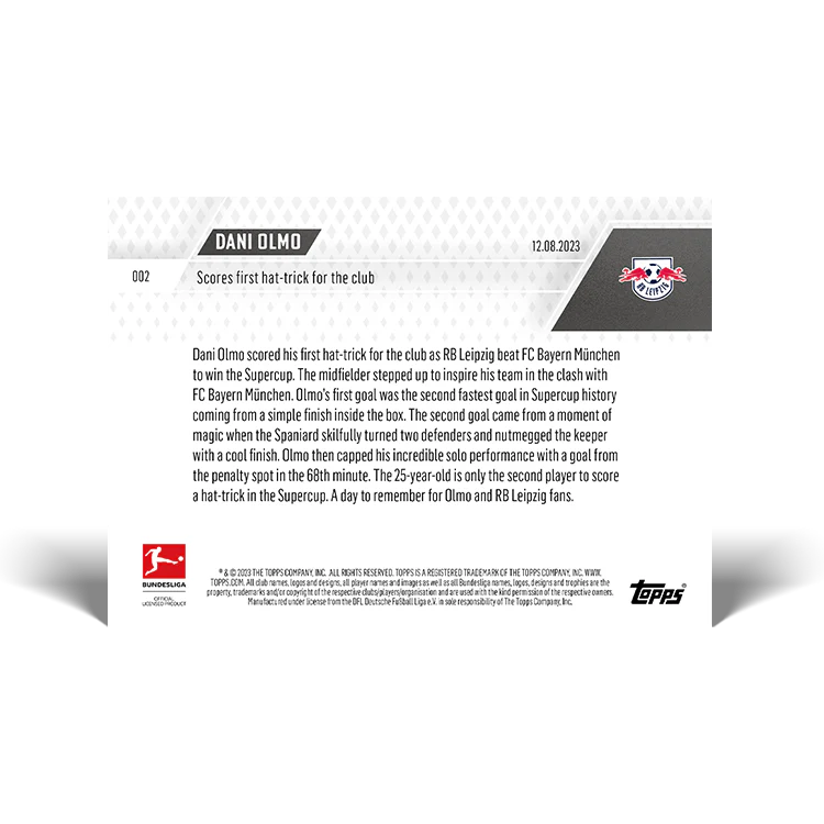 Topps UK - Scores first Hattrick for the club - Bundesliga TOPPS NOW® Card #2