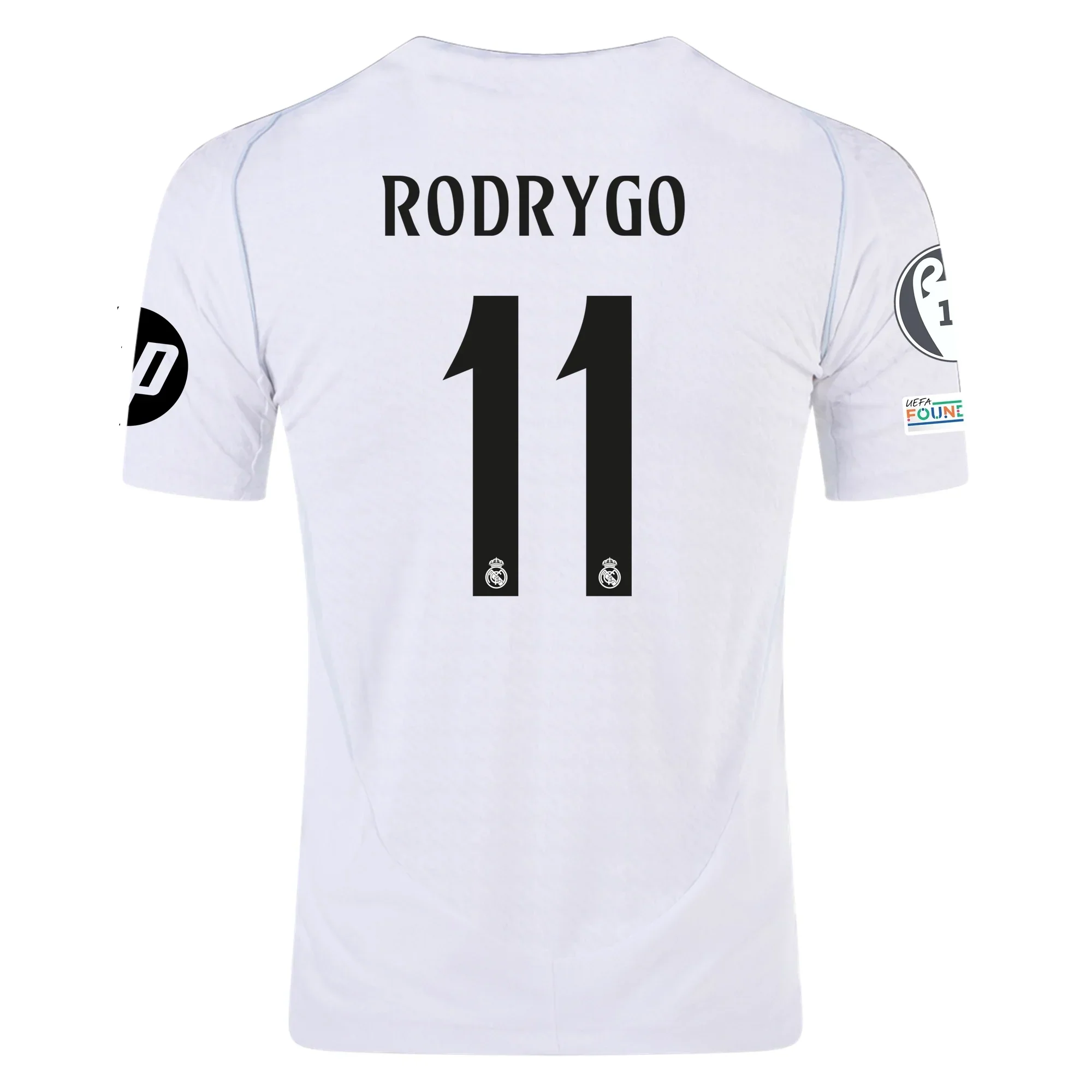 Real Madrid Authentic Rodrygo Home Jersey w/ Champions League Patches 24/25 (White/Black)