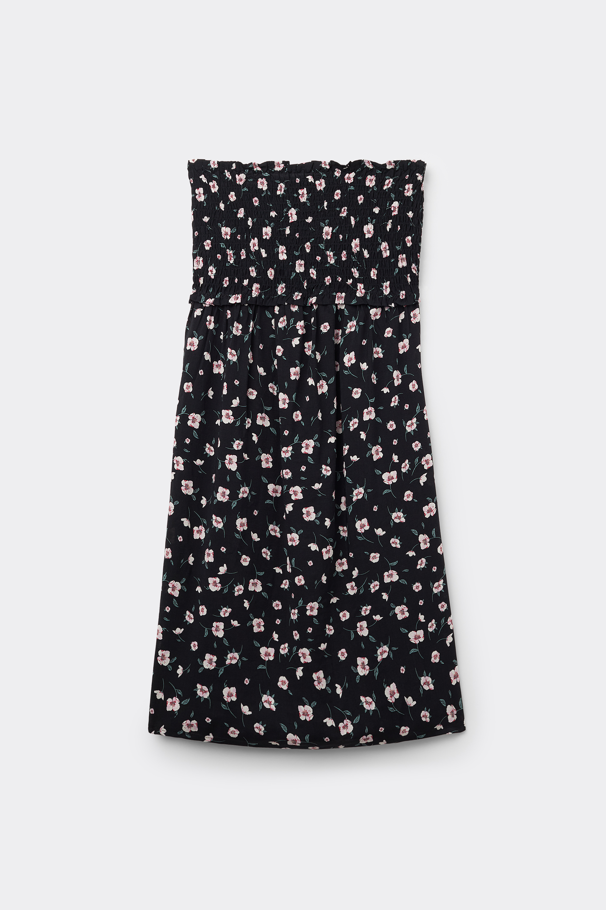 Short Bandeau Smock Stitch Viscose Fabric Dress