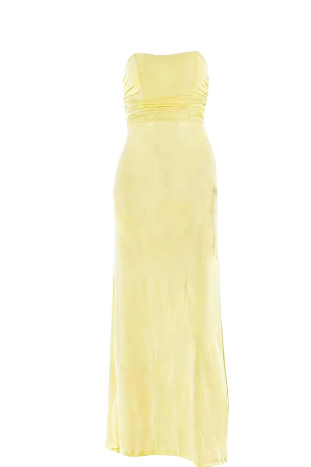 Yellow Strapless Spandex Fitted Long Dress