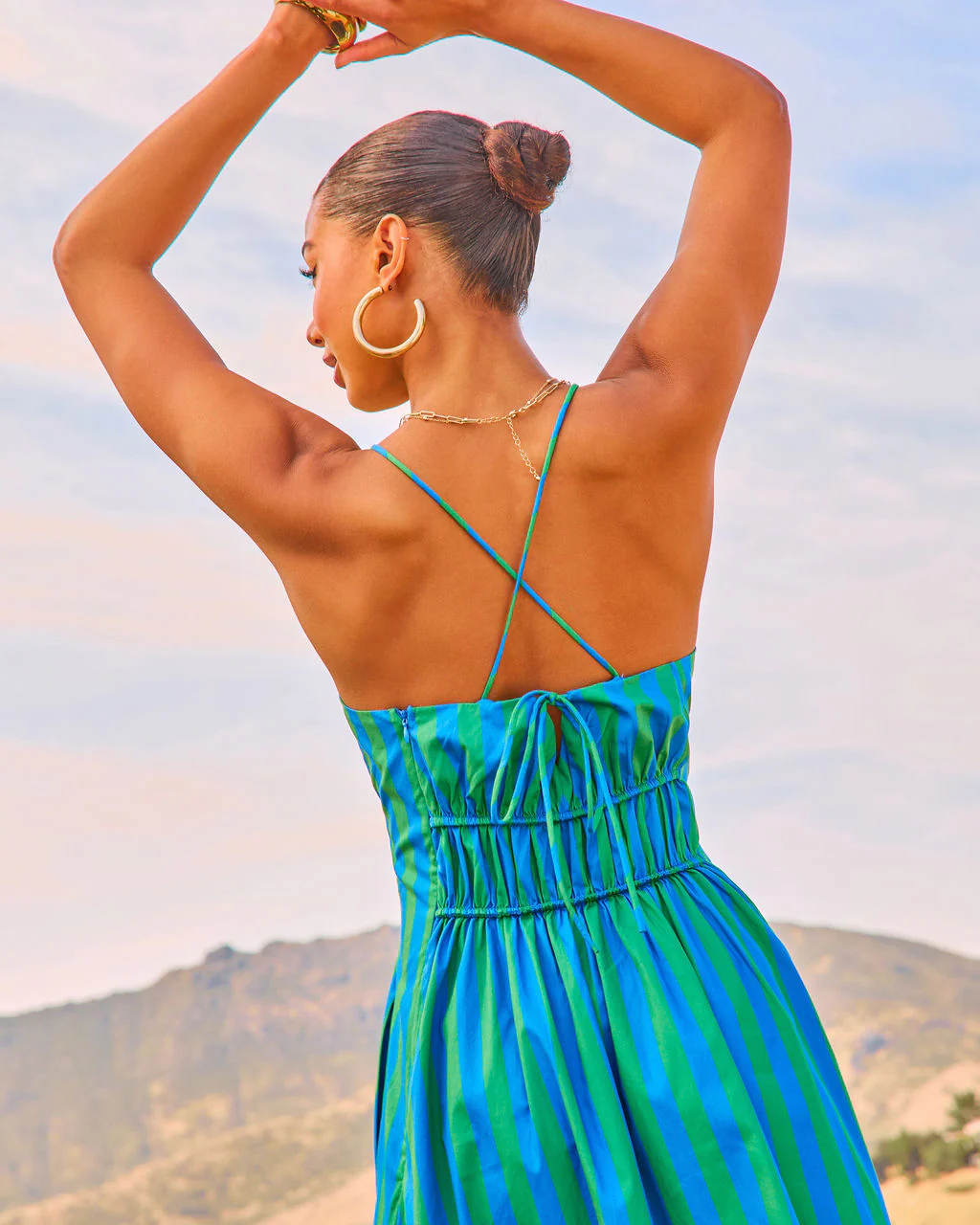 Harbor Line Striped Fit And Flare Maxi Dress