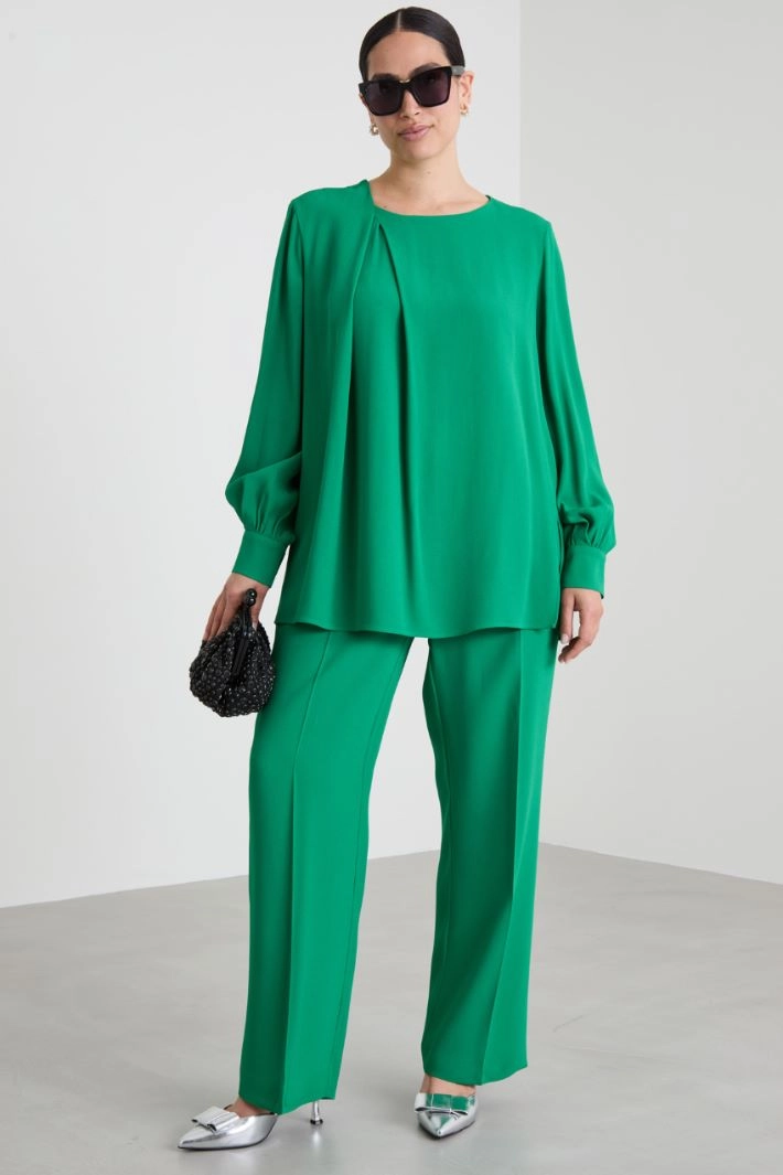 Blouse with counter pleat - GREEN