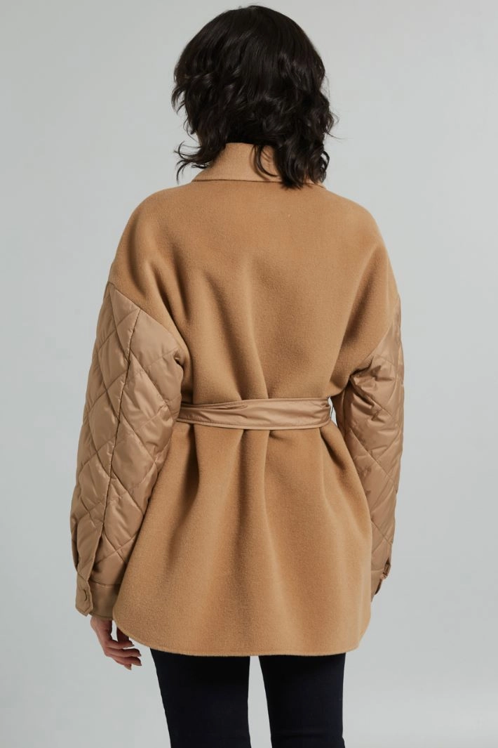 Quilted jacket with cloth details - CAMEL