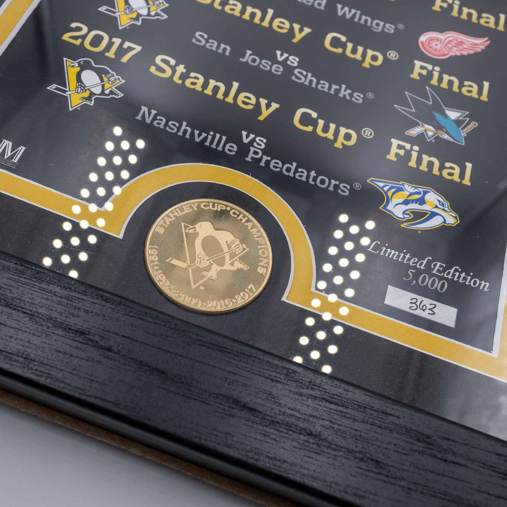Pittsburgh Penguins Stanley Cup Legacy Bronze Coin Framed NHL Photo