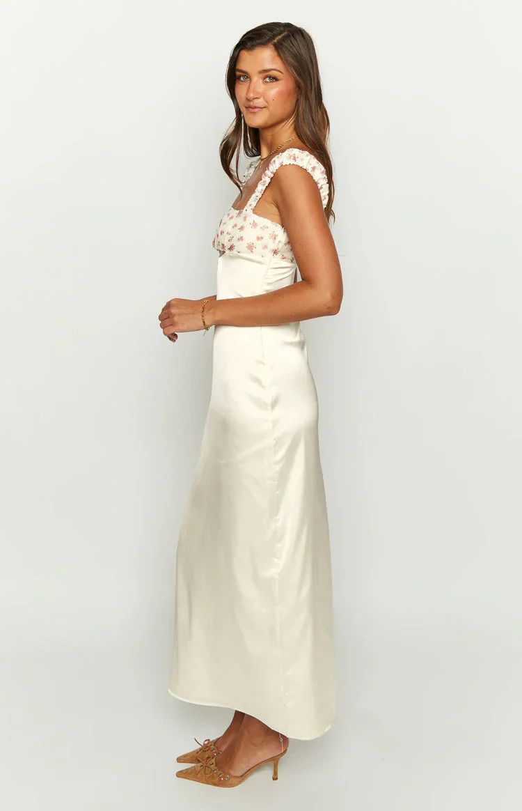 Yolandah Cream Chiffon Maxi Dress