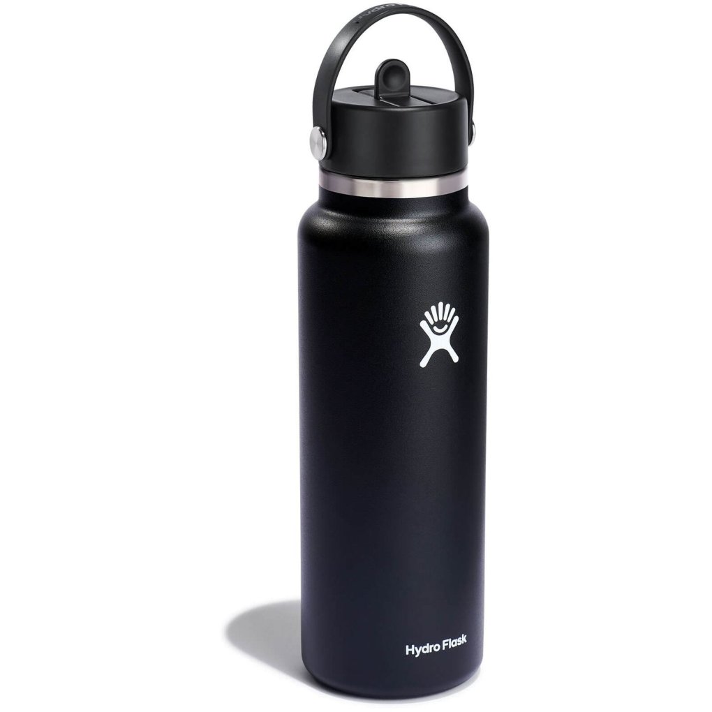 Hydro Flask 32oz Wide Mouth Insulated Bottle + Flex Straw Cap - 946ml - Black
