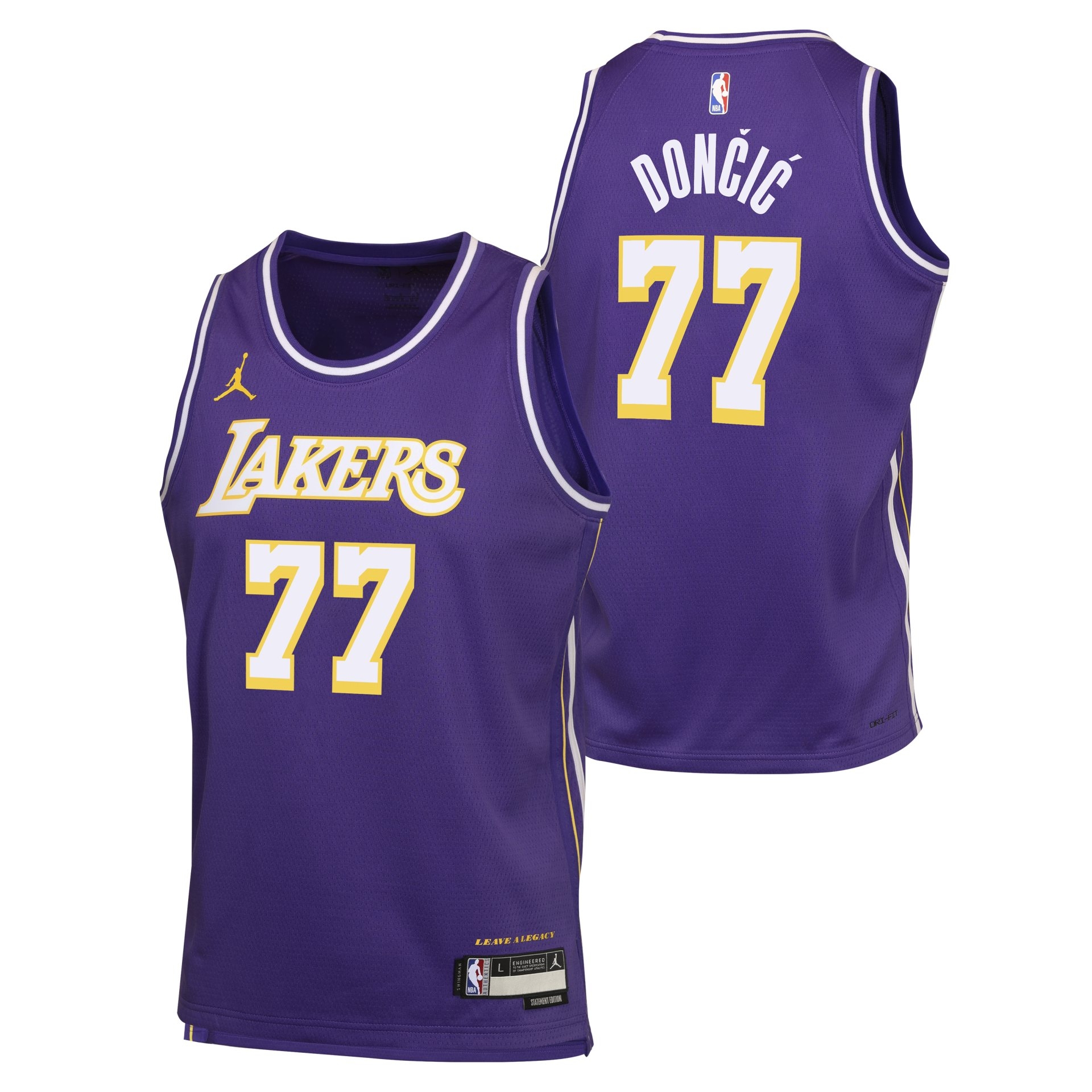 Luka Dončić #77 Los Angeles Lakers Statement Swingman NBA Jersey Purple (YOUTH)