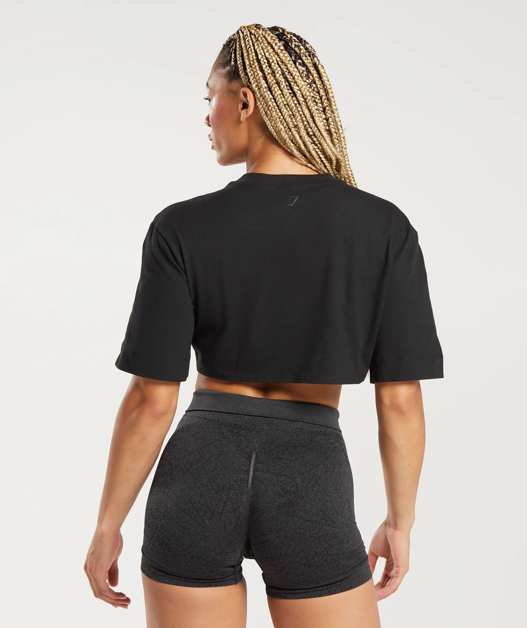Cotton Boxy Crop Top Black