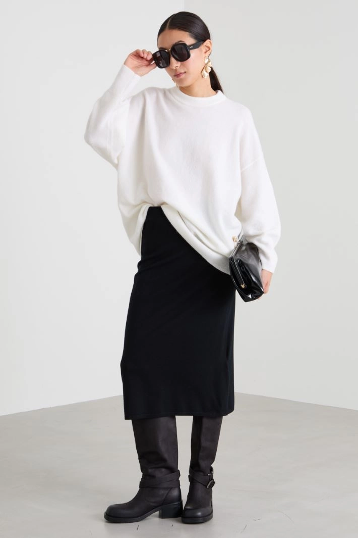 Straight wool skirt - BLACK