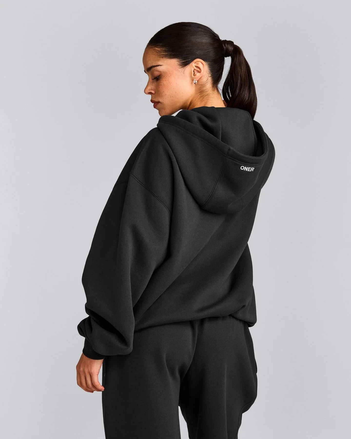 Foundations Cosy Oversized Zip Through Hoodie | Soft Black