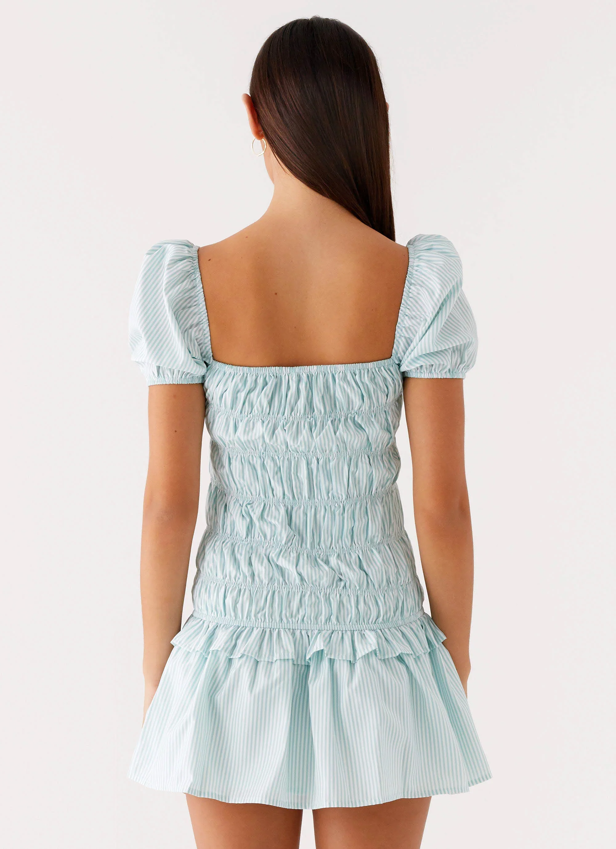 Yolene Mini Dress - Green Gingham