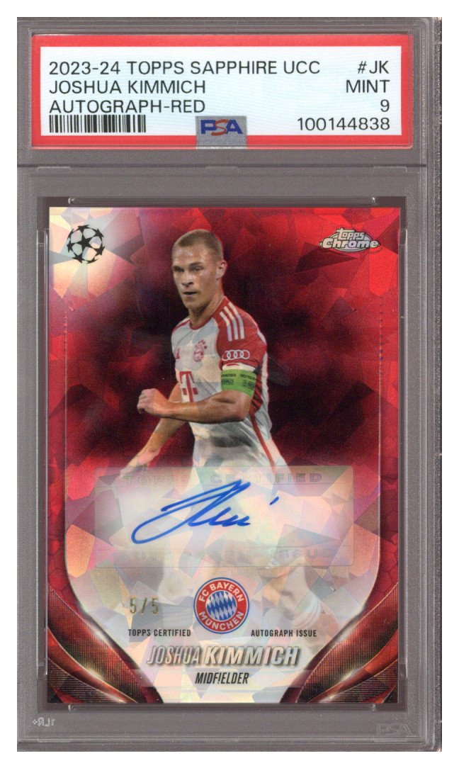 2023 Topps Chrome Sapphire UEFA Joshua Kimmich Auto Red 5/5 PSA 9