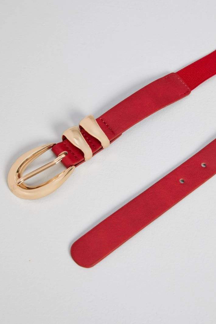 Belt with oval buckle - RED