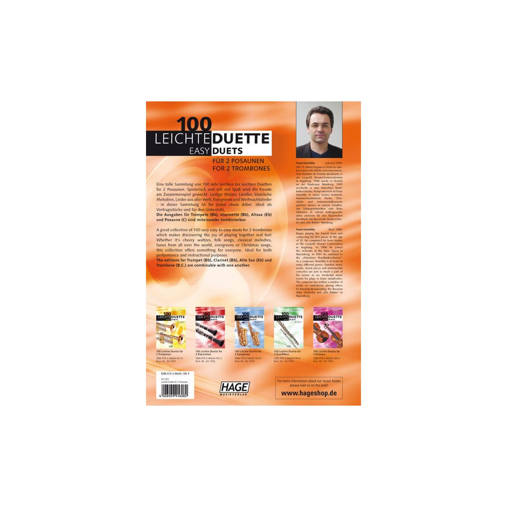 Hage Musikverlag 100 Leichte Duette Posaune – Thomann Ireland