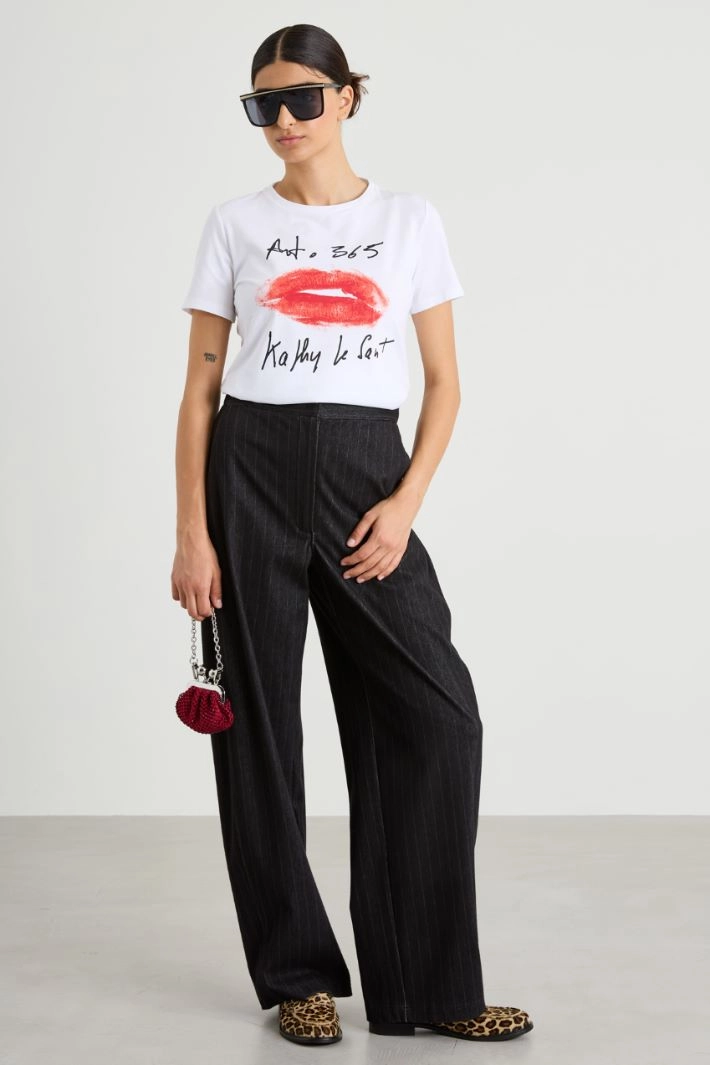 Print T-shirt - WHITE RED