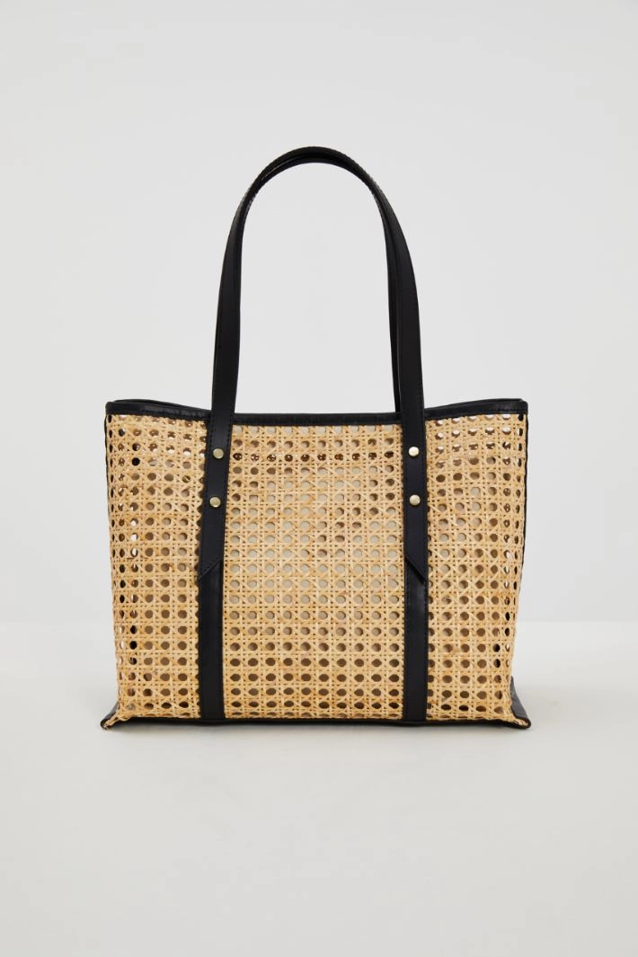 Straw shopping bag - YELLOW STRAW BLACK