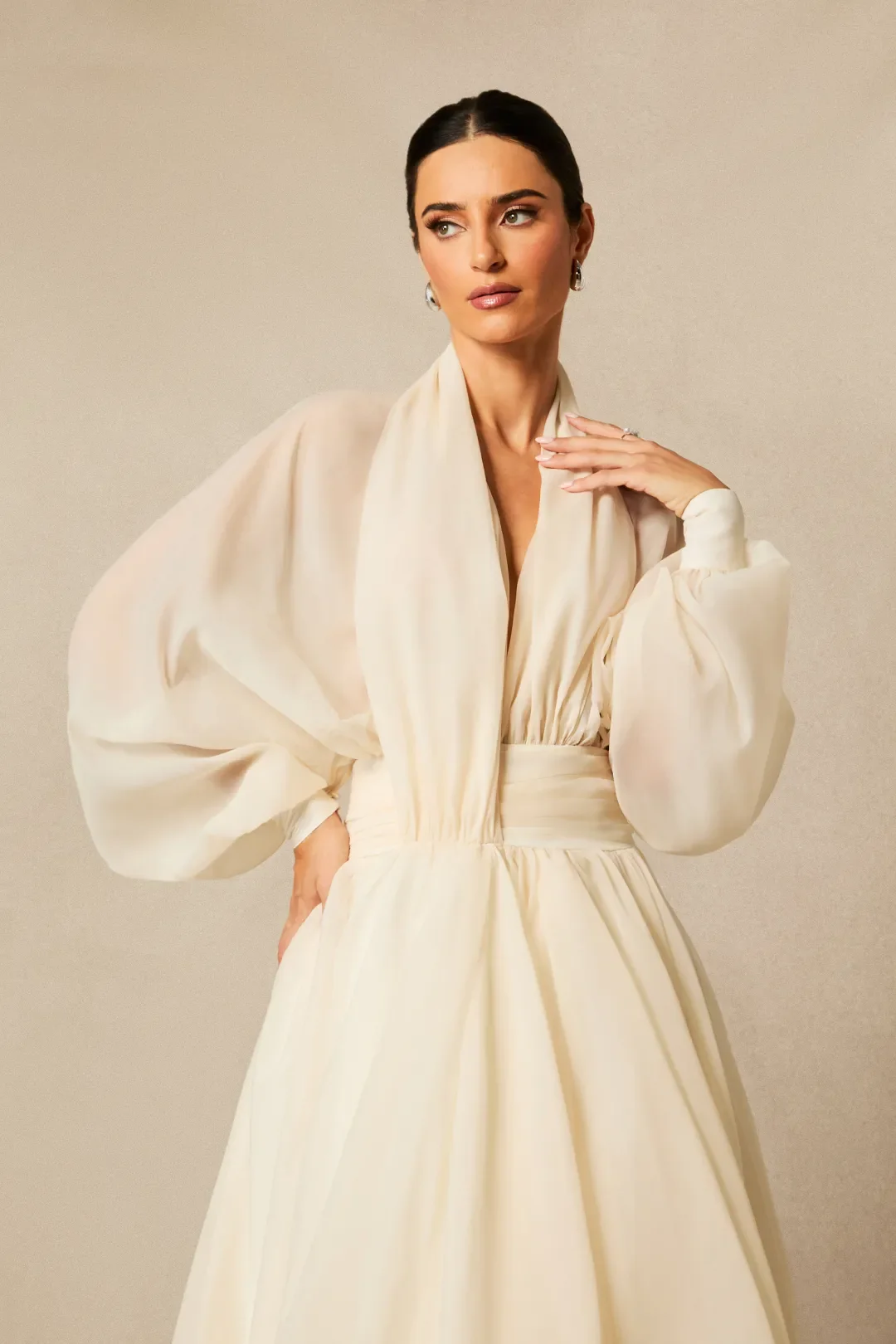 Ellery | Women's Wide Sleeve High Waist A-Line Midi Dress