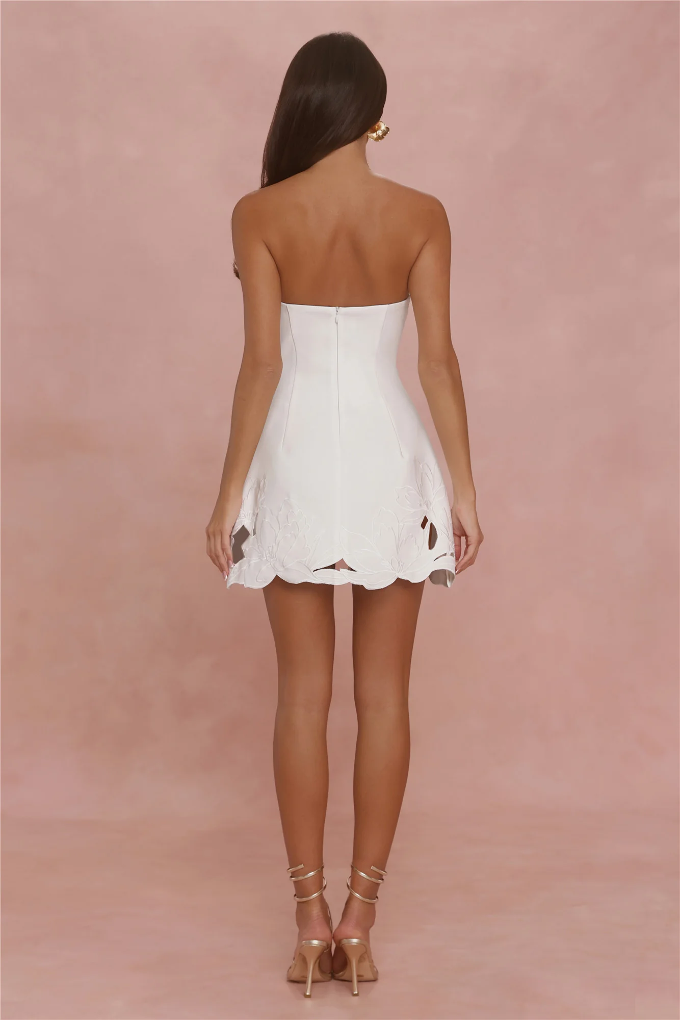 Style Expression Strapless Embroidered Mini Dress White