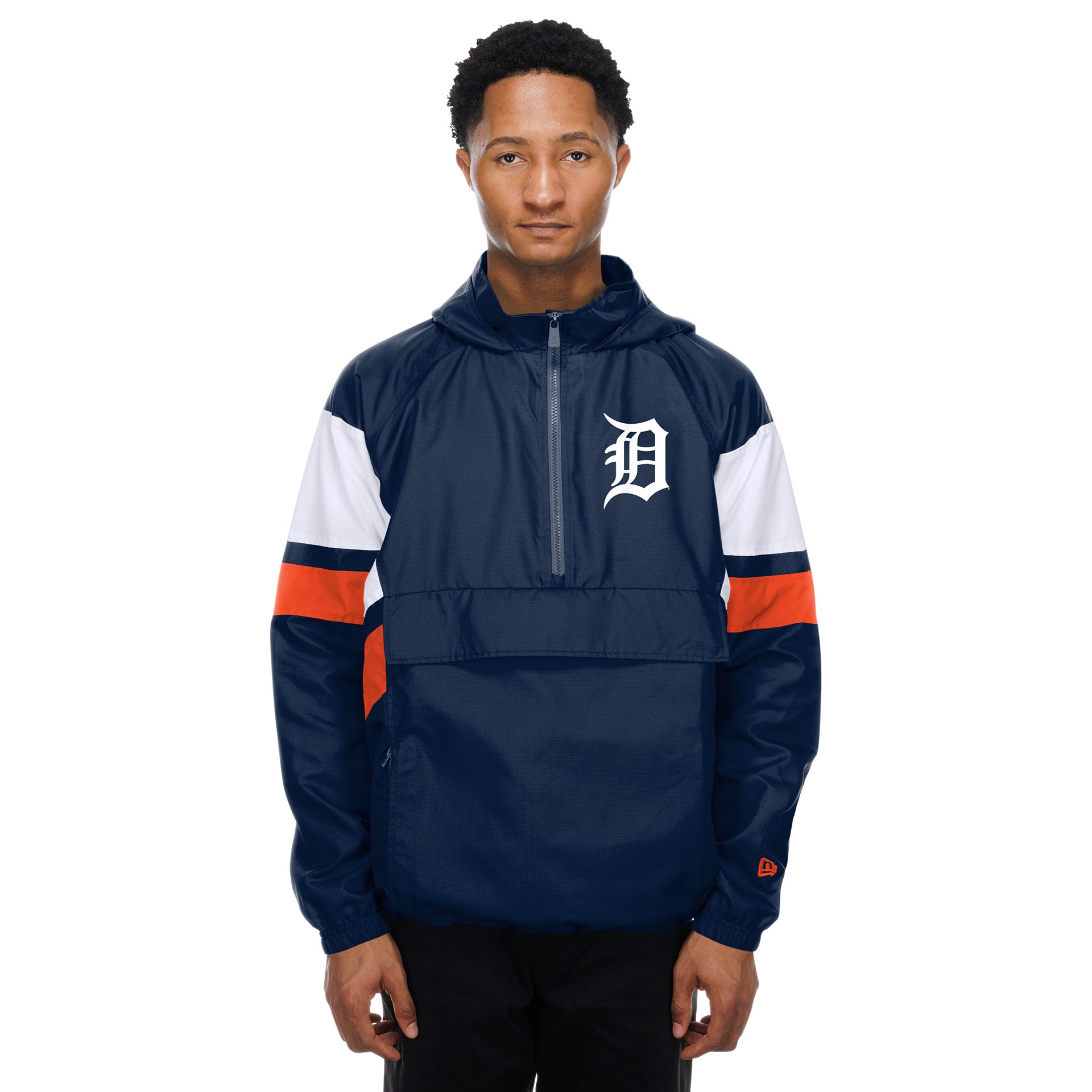 Detroit Tigers MLB Quarter Zip Windbreaker Jacket Navy