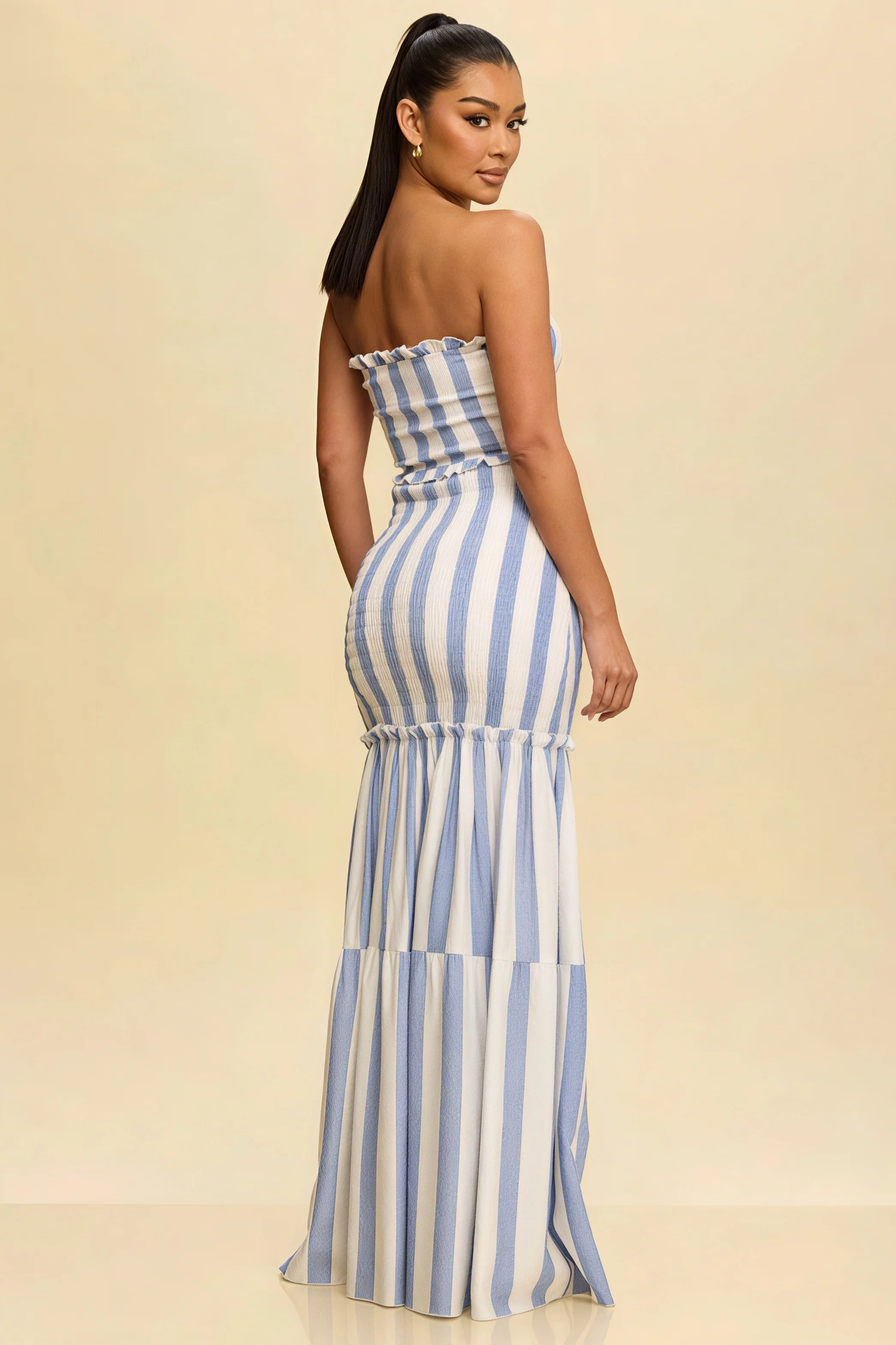 Printed Strapless Cutout Maxi Dress