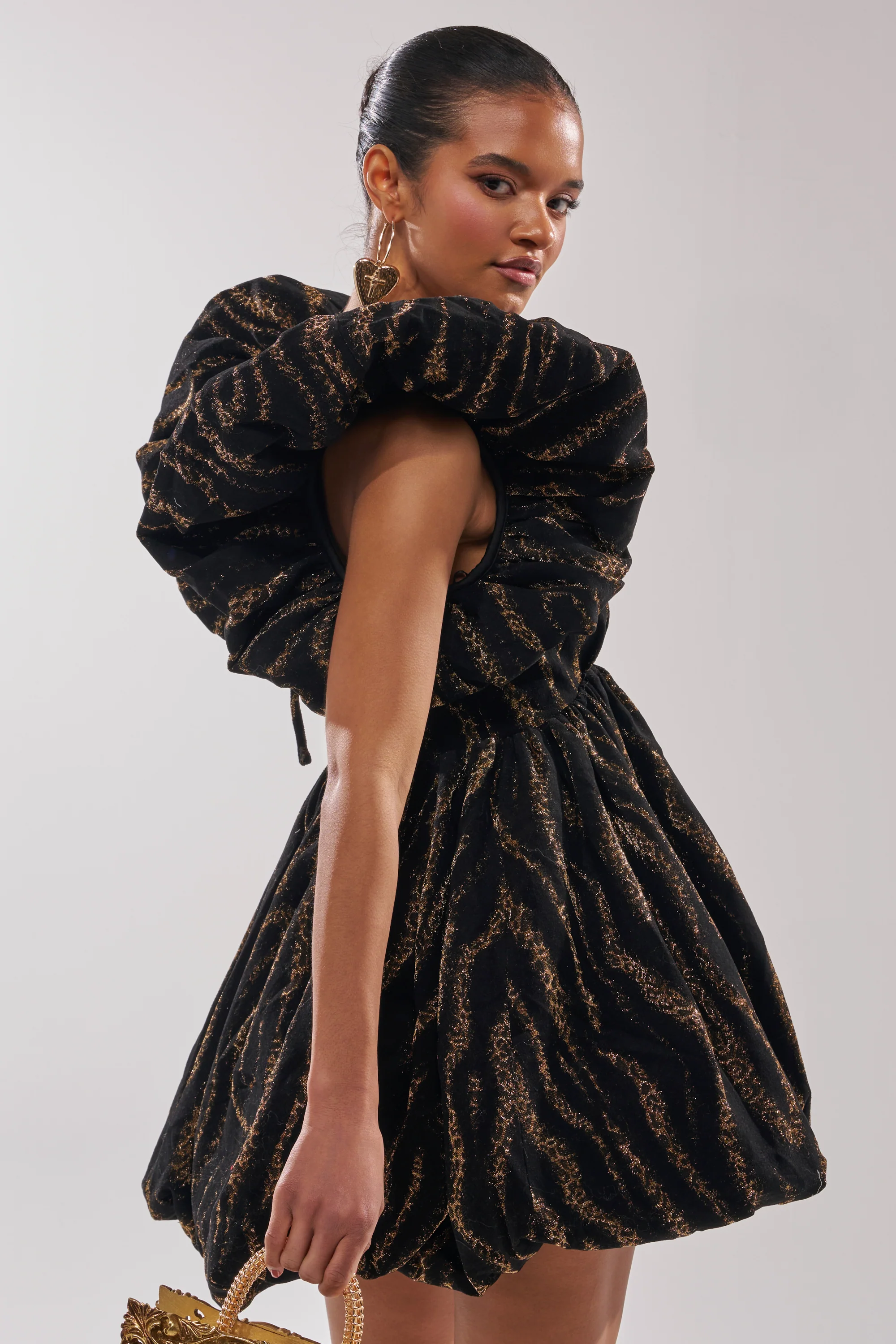 Wild Heart Brocade Bubble Mini Dress