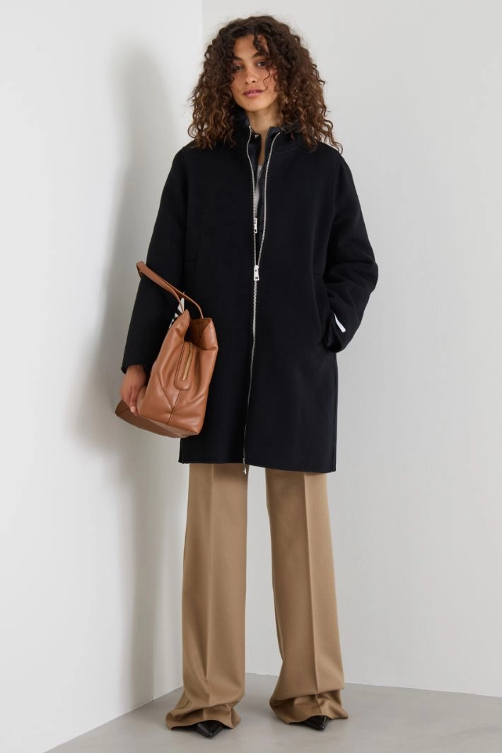 Coat and padded  jacket with hood - BLACK