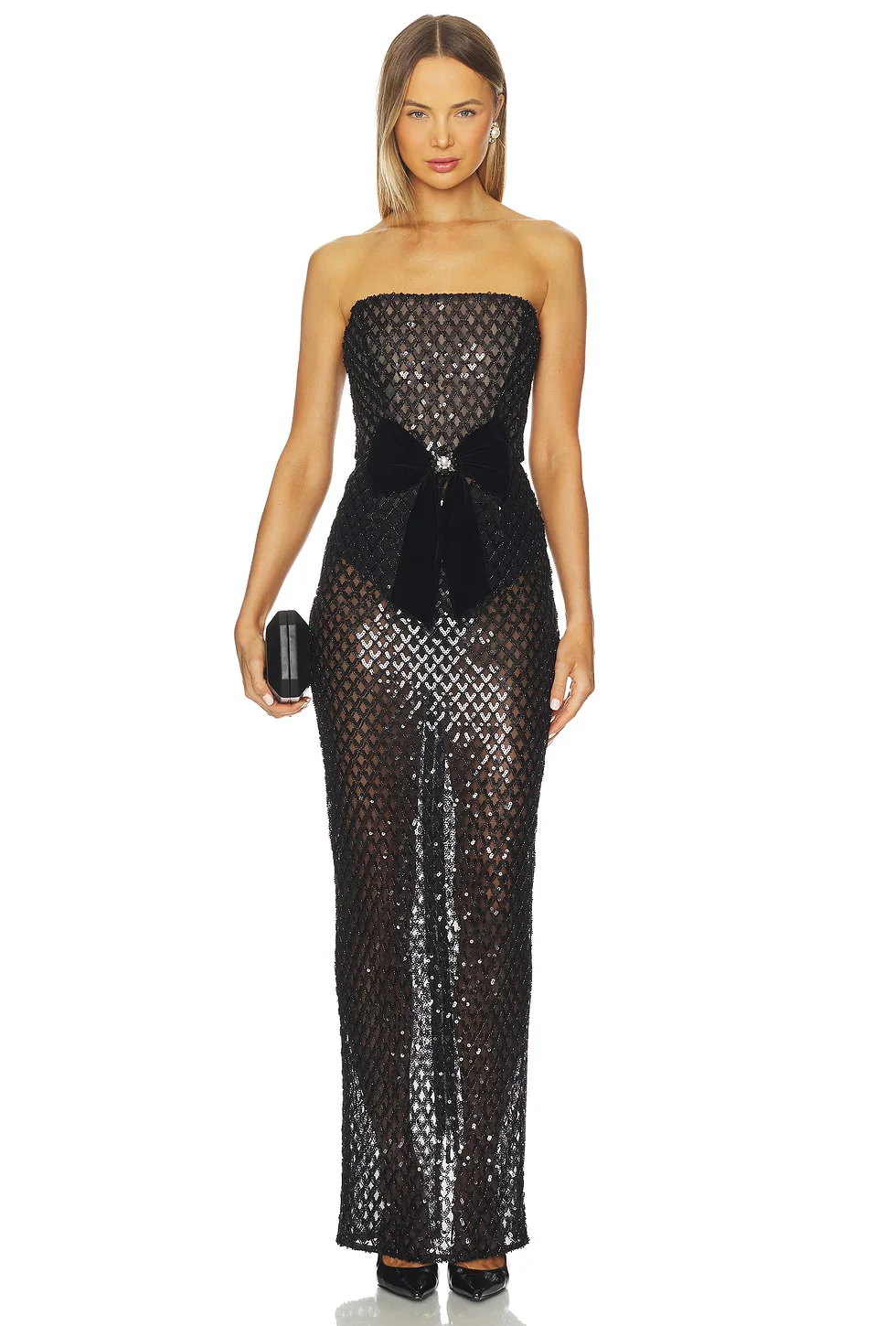 Farah Embellished Maxi Dress With Gloves