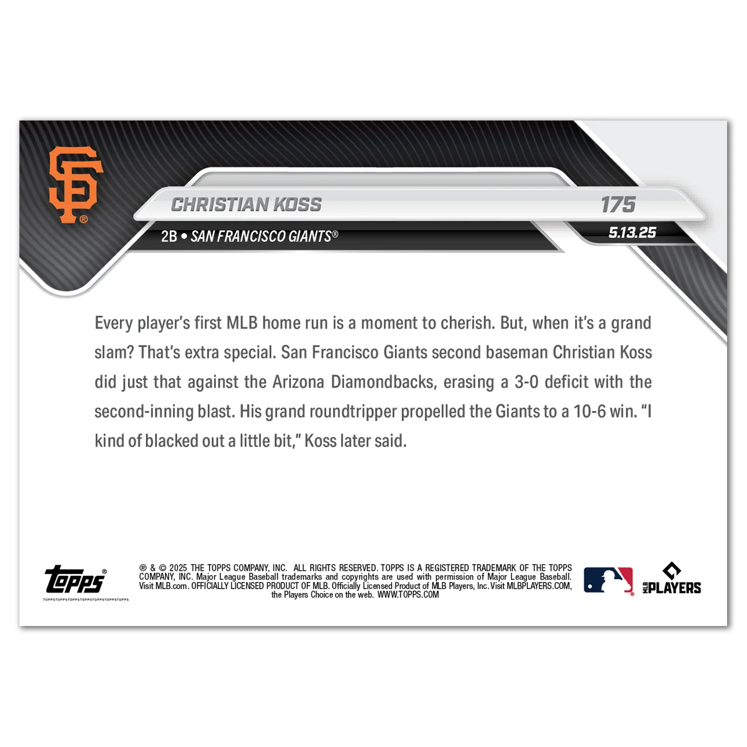 Christian Koss - 2025 MLB Topps NOW® - Card 175