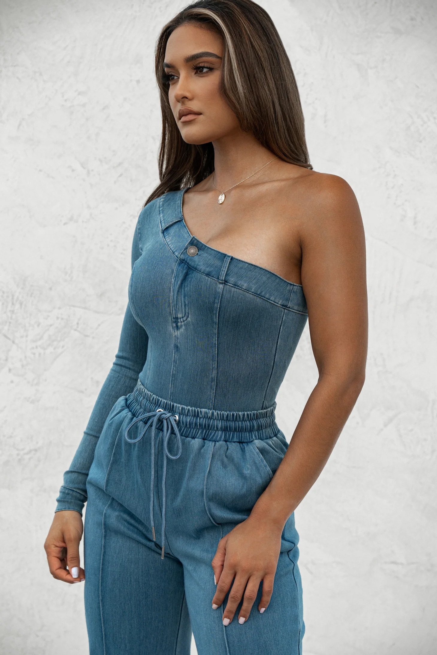 Medium Wash Button Me Up Bodysuit