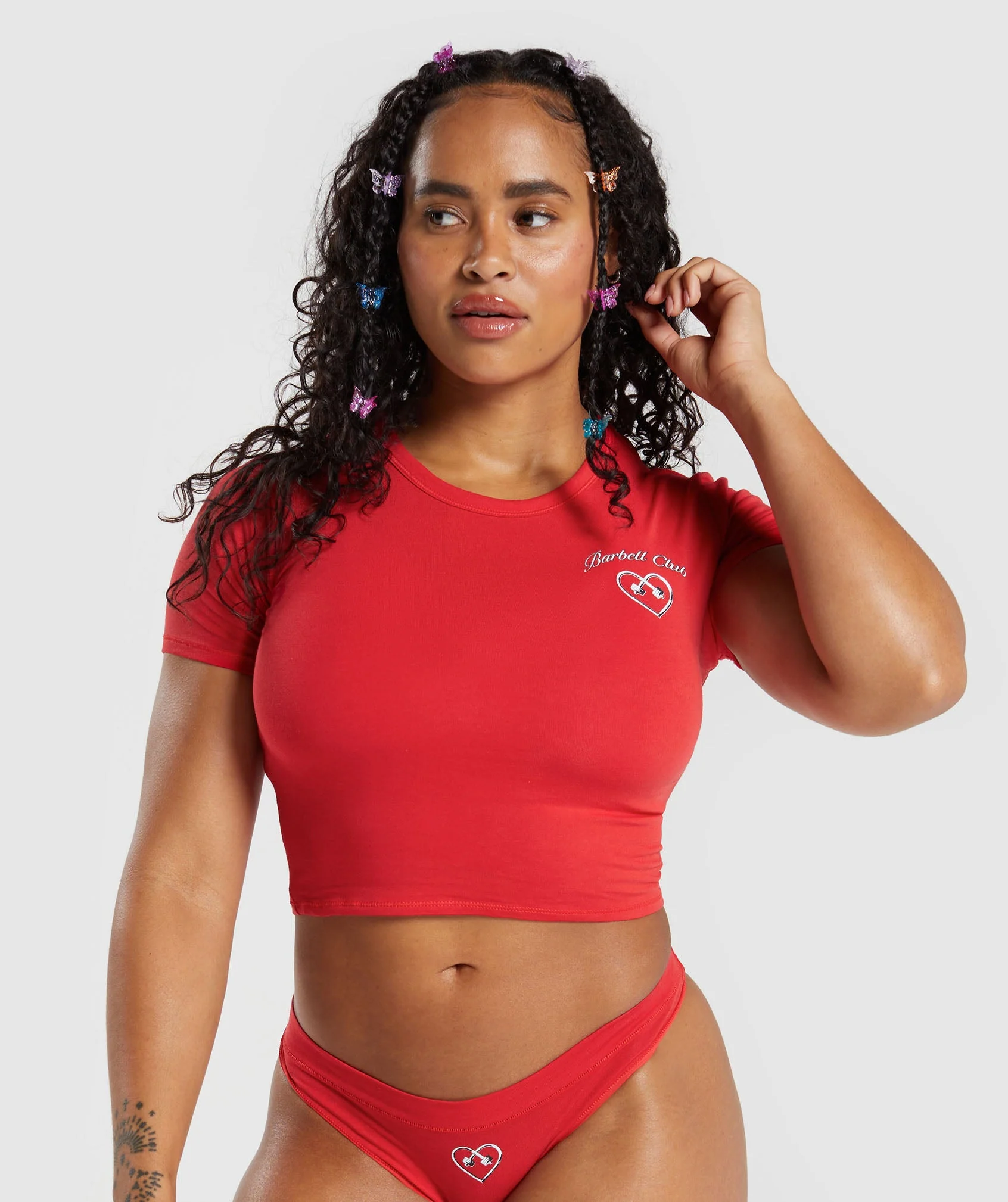 Cotton Graphic Crop Top Jamz Red