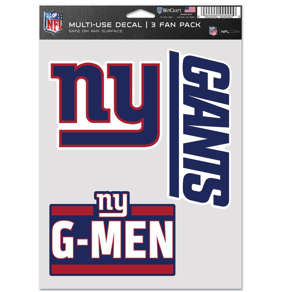 New York Giants Multi-Use NFL Decals Set (3 Pcs.)