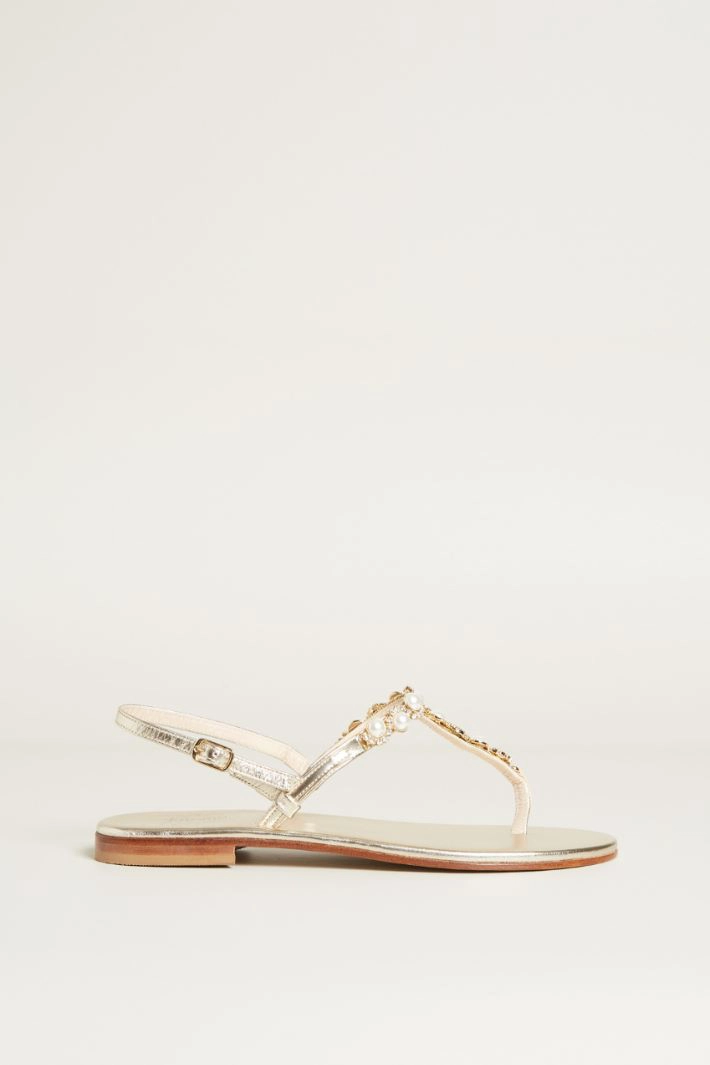 Pearl flip flop sandals - GOLD