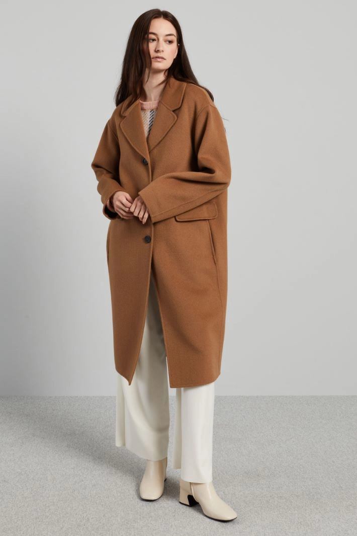 Single-breasted cloth coat - CAMEL
