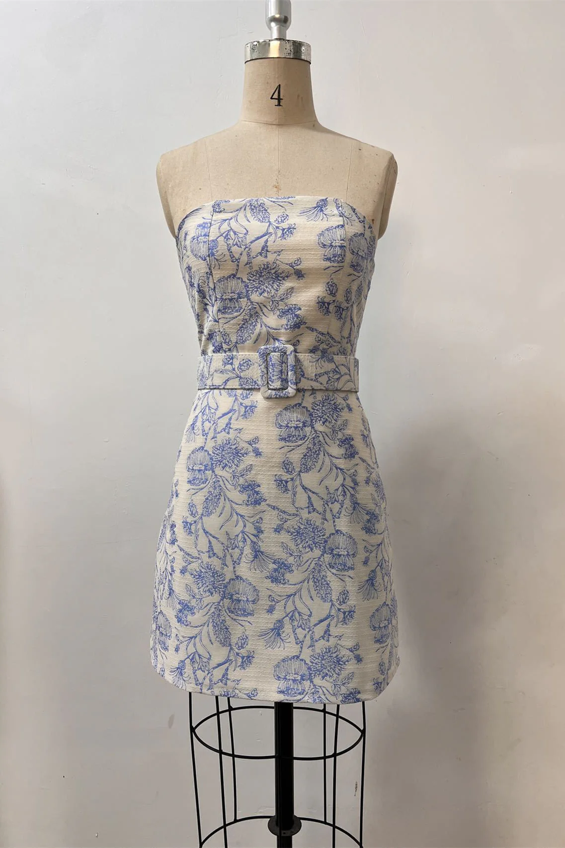Floral Print A-line Short Dress with Belt