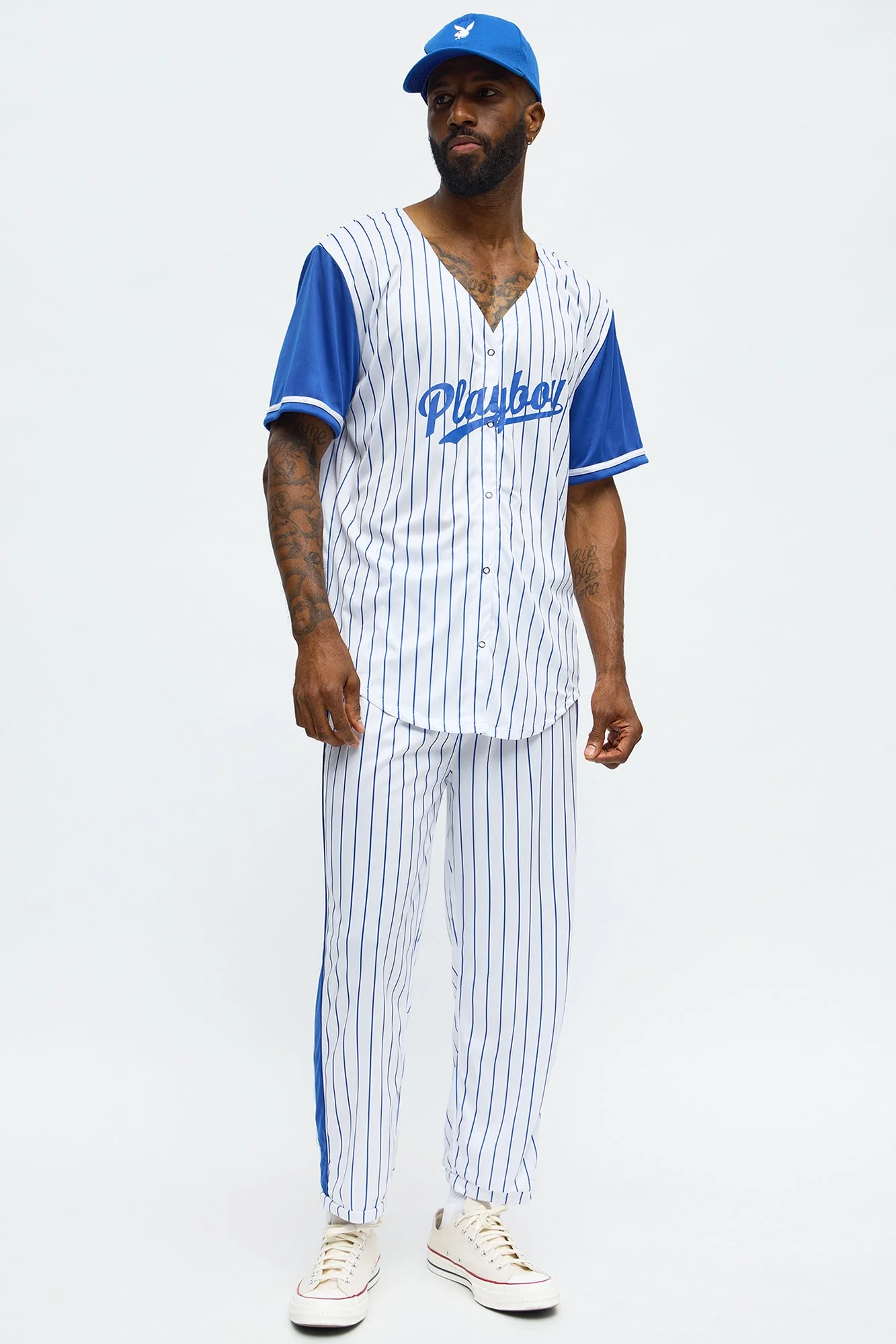 Playboy Baseball Player Costume - White/Blue