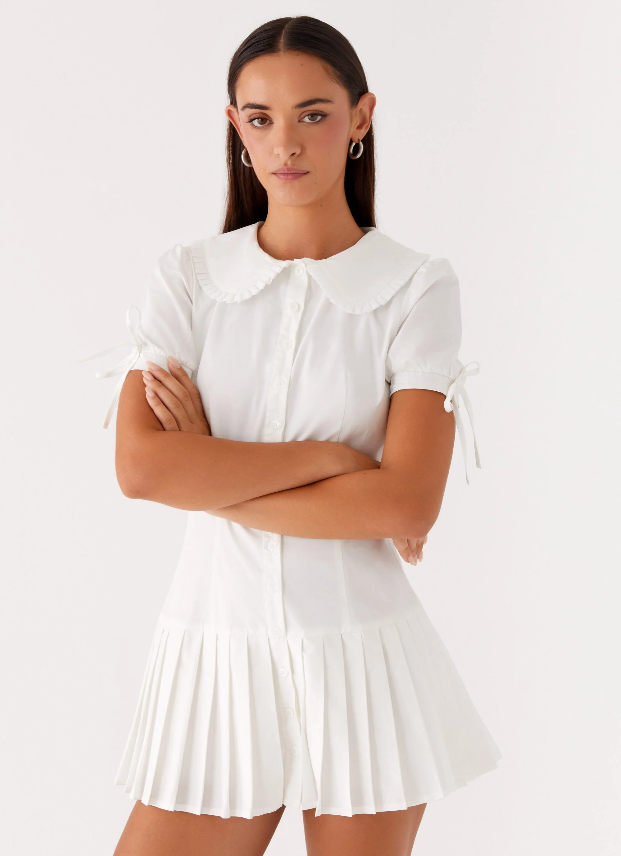 To Us Pleated Mini Dress - White