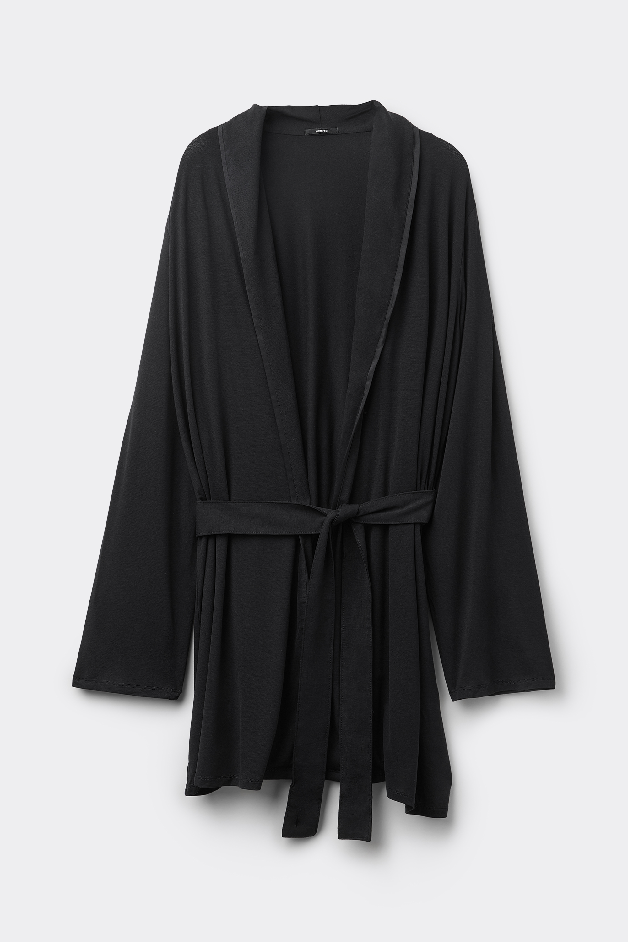 Long-Sleeved Viscose Nightgown with Satin Trim