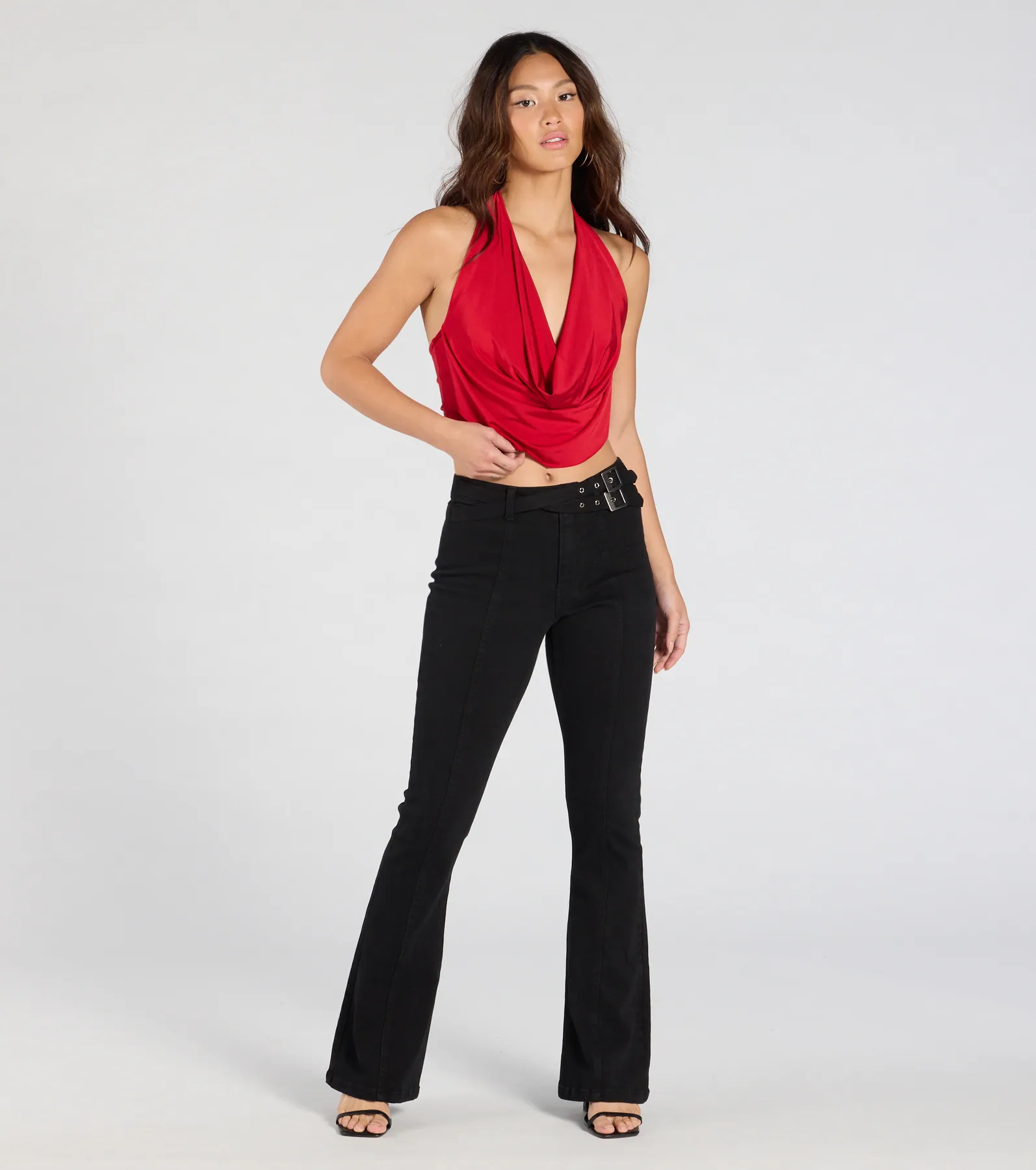 Take The Plunge Sleeveless Halter Crop Top