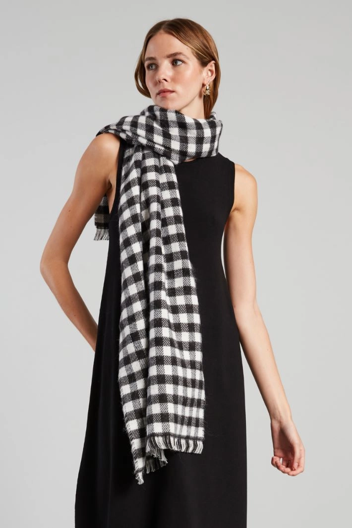 Patterned cloth scarf - WHITE BLACK