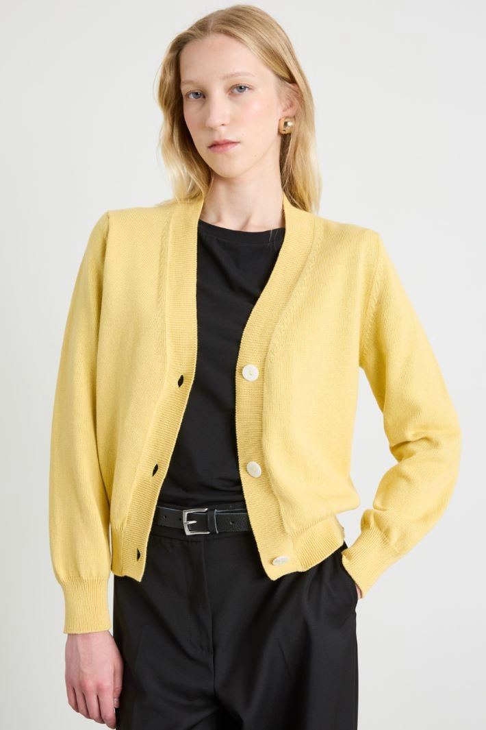 Cotton cardigan - PASTEL YELLOW