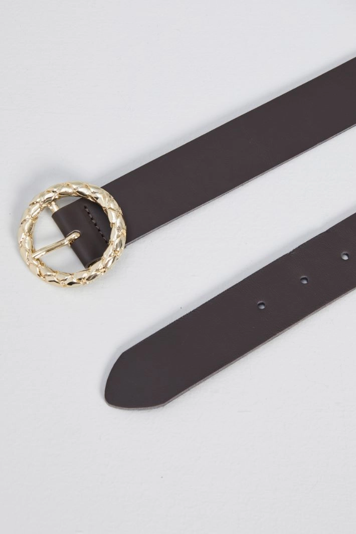 Genuine leather belt - DARK BROWN