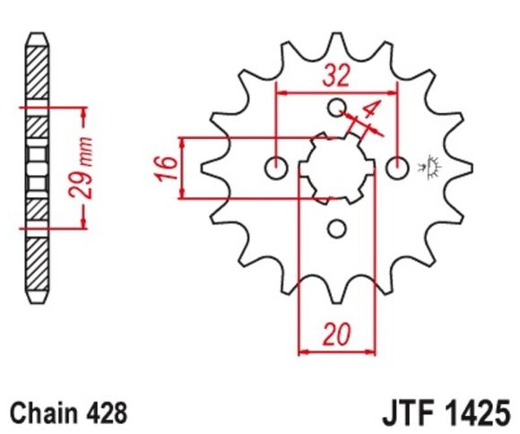 JT. 15 standard steel teeth not 428 type 1425Ref: Jtc00567A / 1096587003