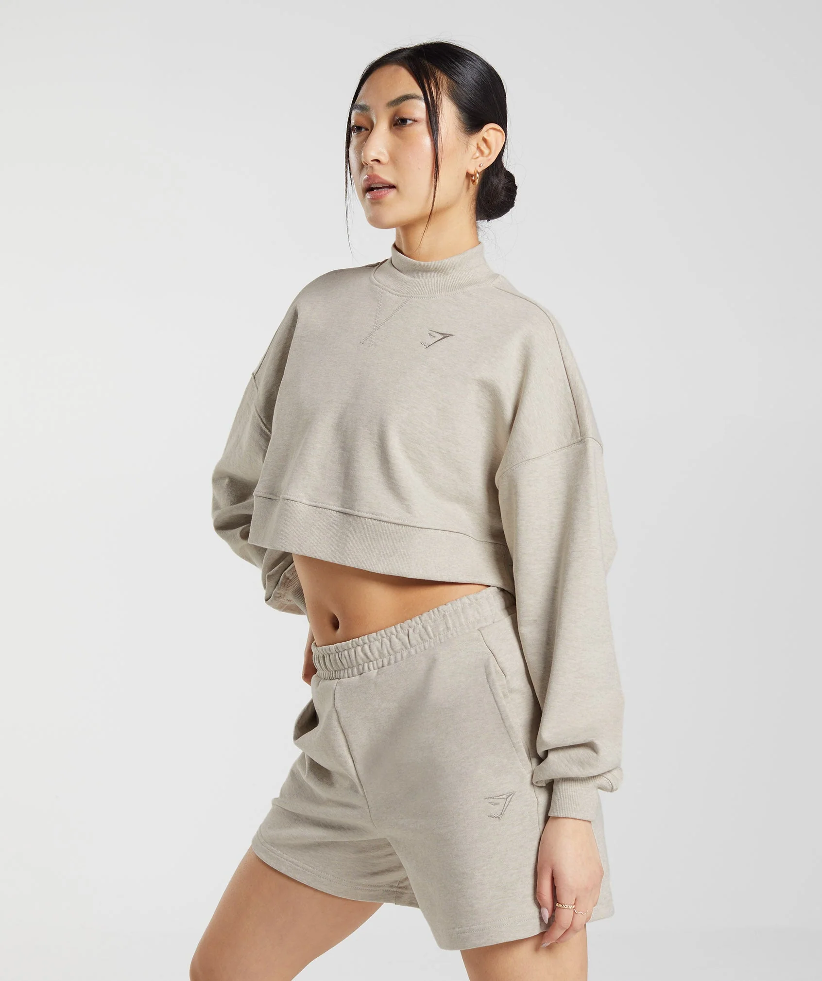 Rest Day Sweats Cropped Pullover Sand Marl