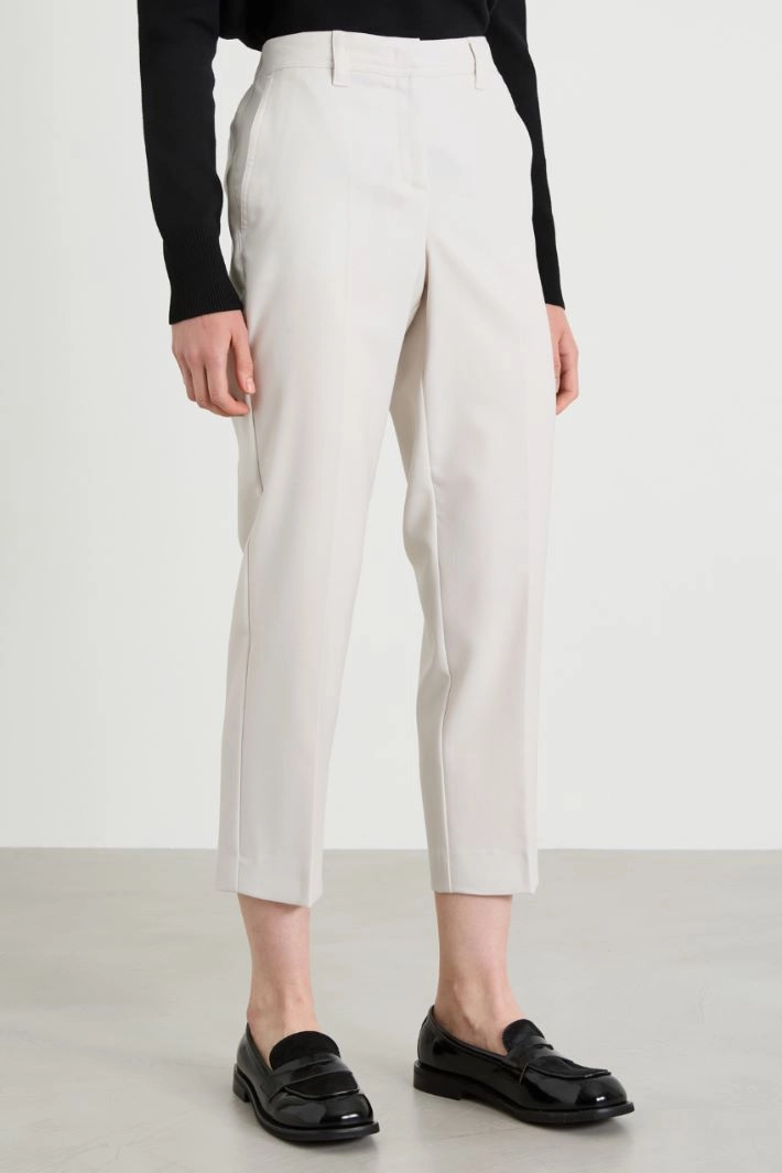 Wool cigarette trousers - PEARL GREY