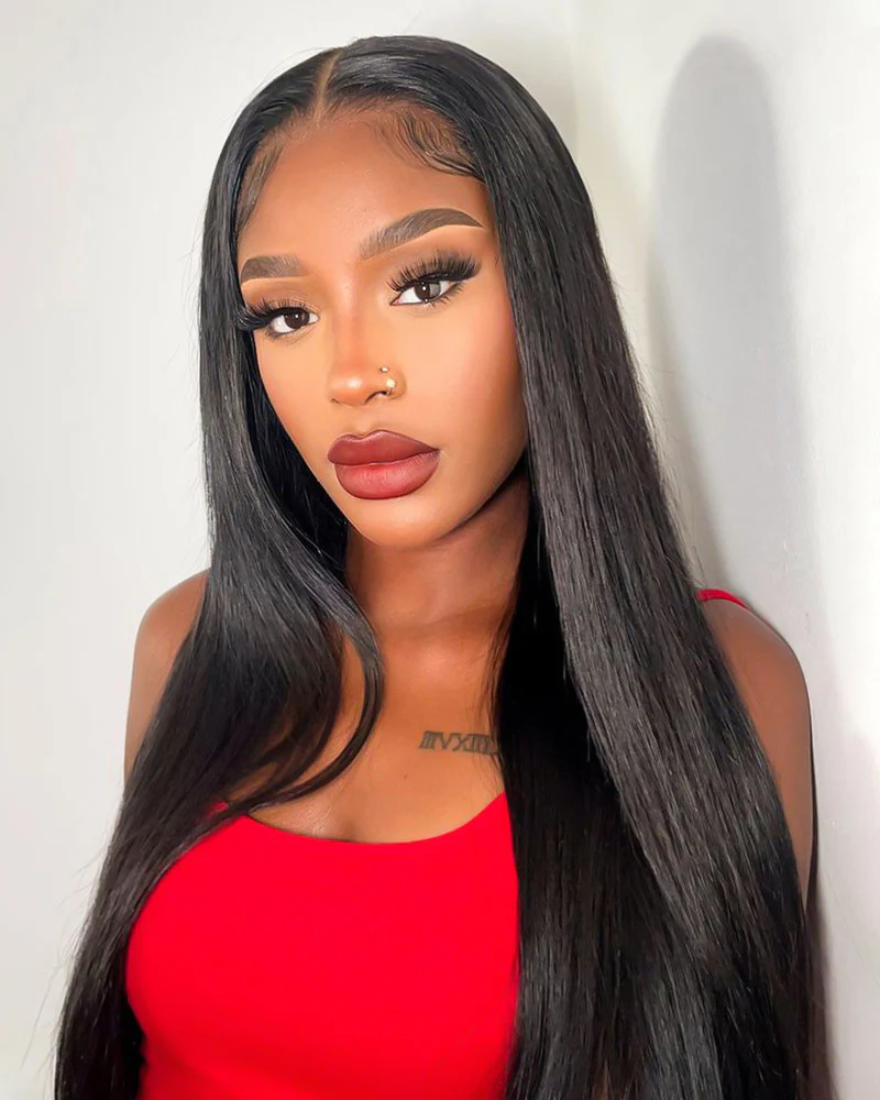 Ophirawig 6x5 Invisible Knots Glueless Silky Straight Wig Pre-cut Lace Natural Black Beginner Friendly